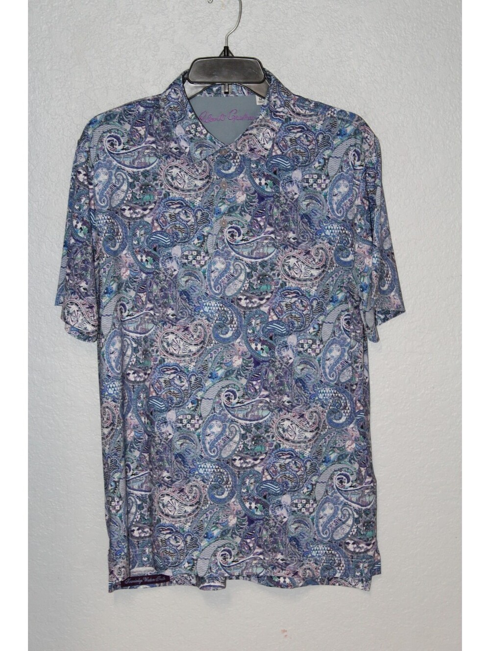 Robert Graham Shirt Men MEDIUM Floral Paisley / Skull Performance Polo